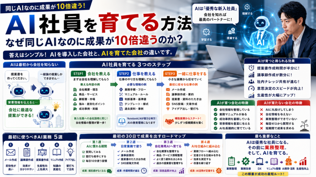 AI社員を育てる方法｜なぜ同じAIなのに成果が10倍違うのか？