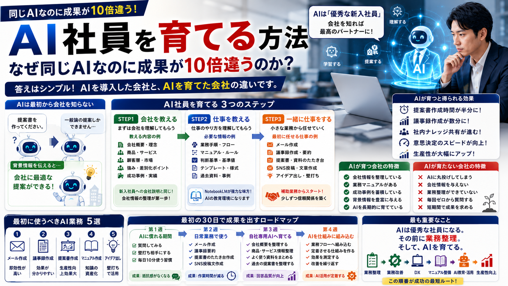 AI社員を育てる方法｜なぜ同じAIなのに成果が10倍違うのか？