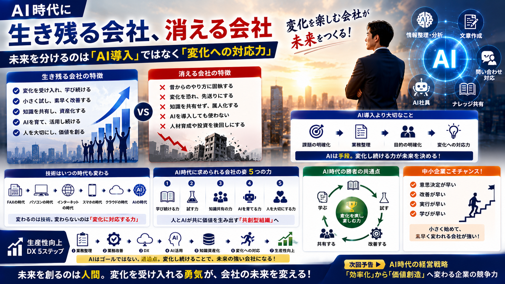 AI時代に生き残る会社、消える会社｜未来を分けるのは「AI導入」ではなく「変化への対応力」